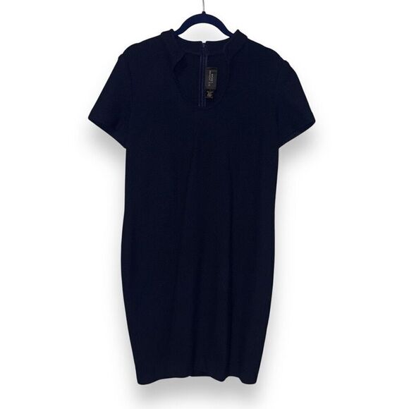 St. John Caviar Navy Wool Knit Made in USA Formal Dress Sz 8 - Picture 1 of 7